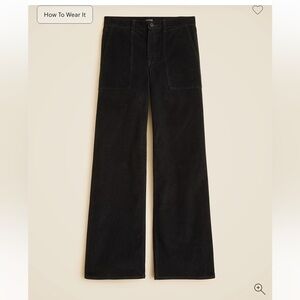 J. Crew Camp-pocket wide-leg pant in stretch corduroy - black size 31